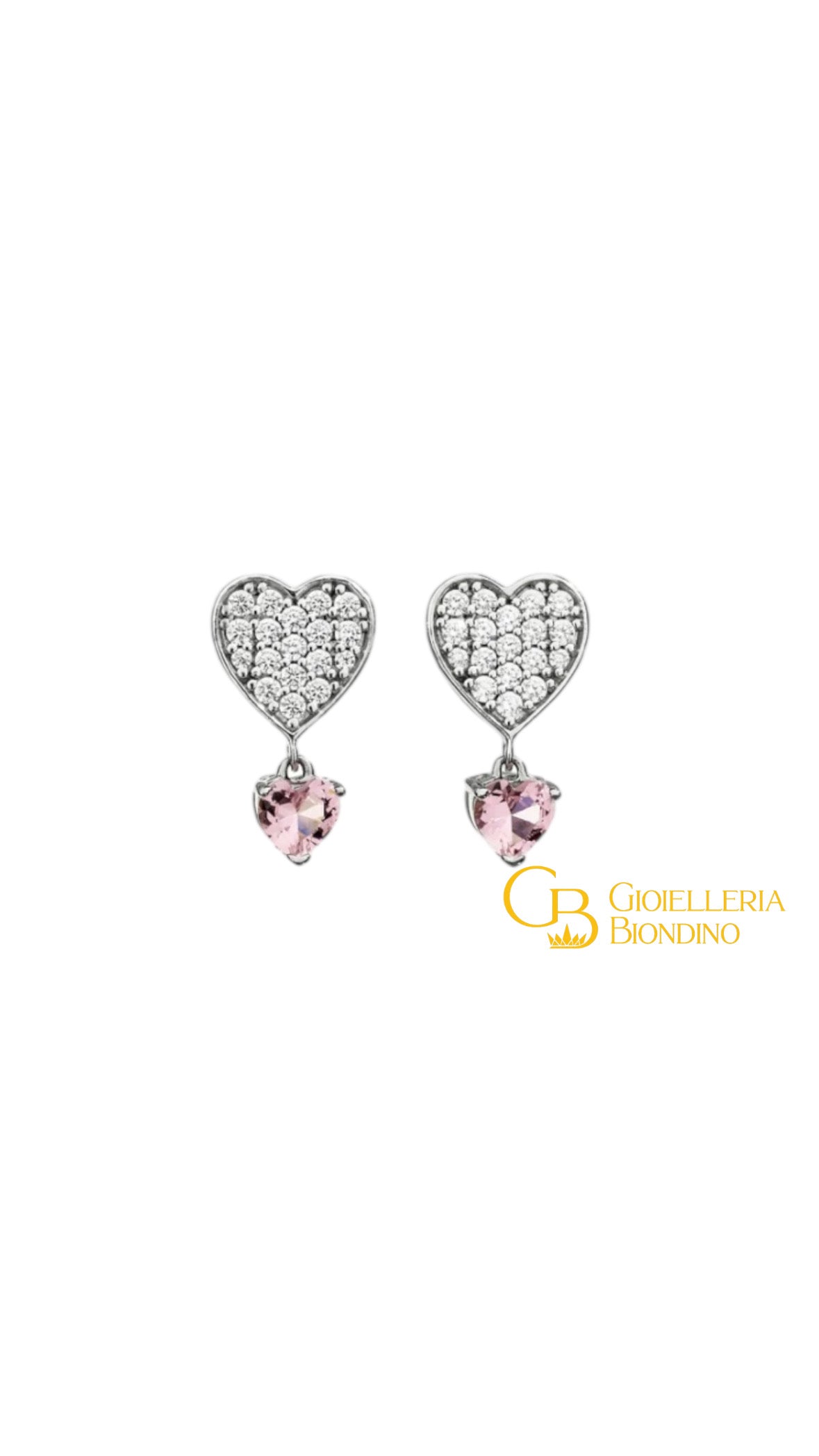 ORECCHINI CUORI SILVER PINK