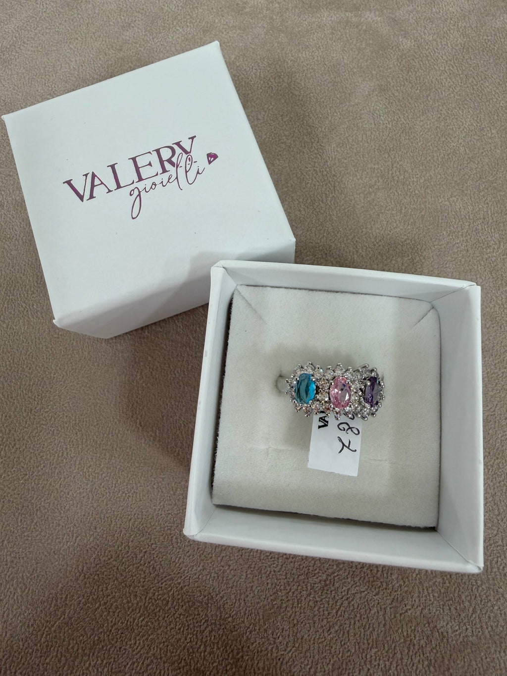 Anello Trilogy in Acciaio Silver con Zirconi Multicolor