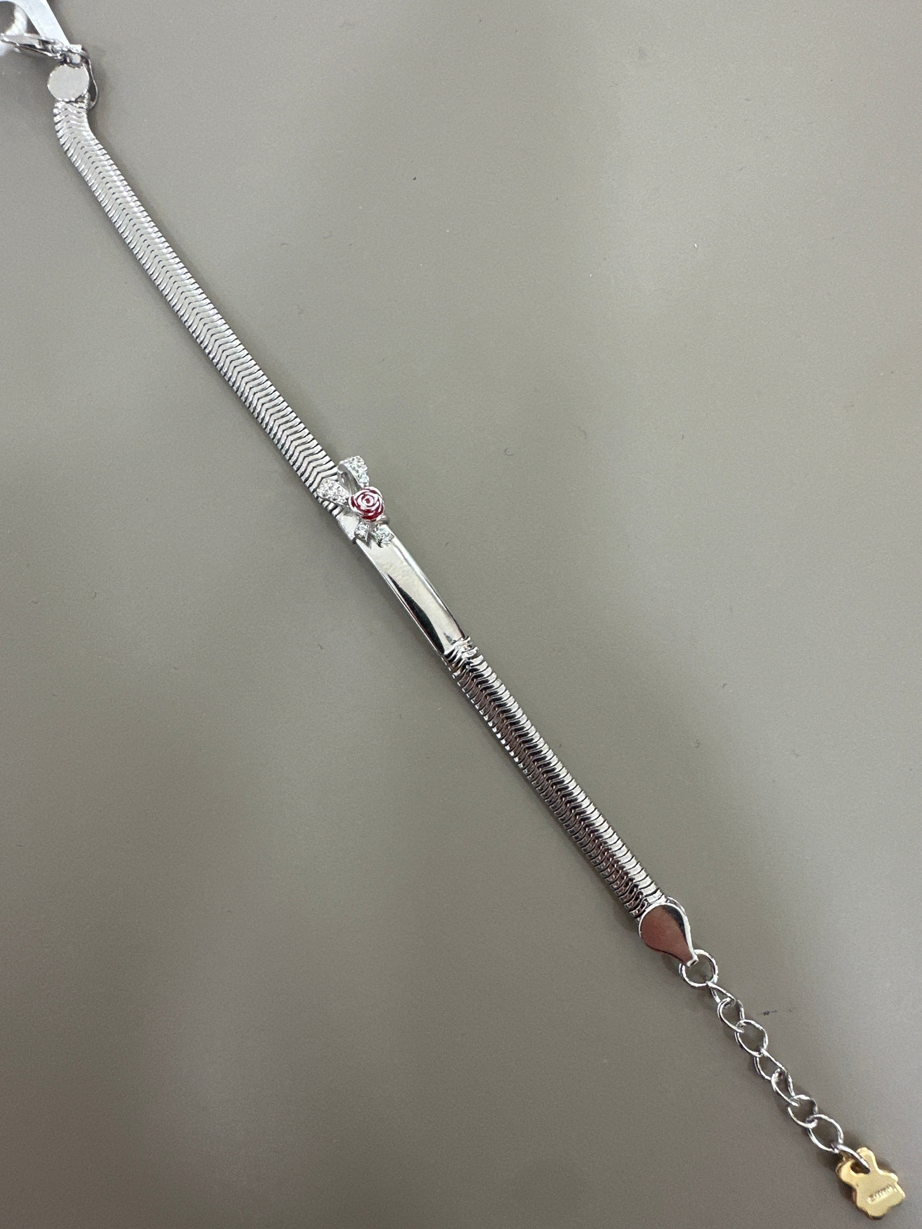 Bracciale Nanan BIMBA IN ARGENTO 925 Maglia Coda di Topo con targhetta centrale