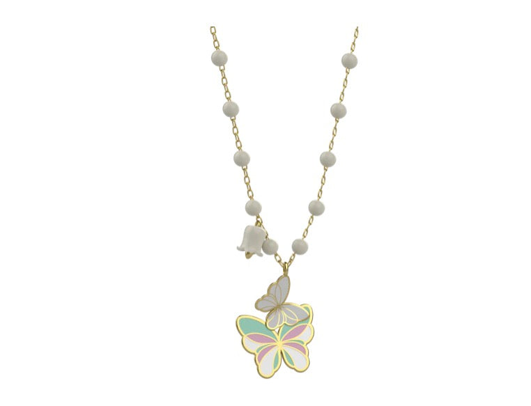 Collana Nanan Pendete Farfallina dei Colori Bianca in Argento 925