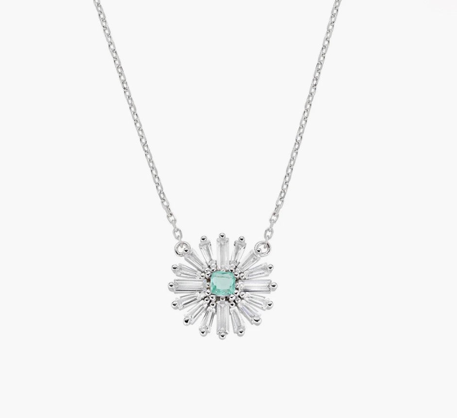 Collana Margherite con Centrale Verde Acqua in Argento 925 CLFLDABBVAZ