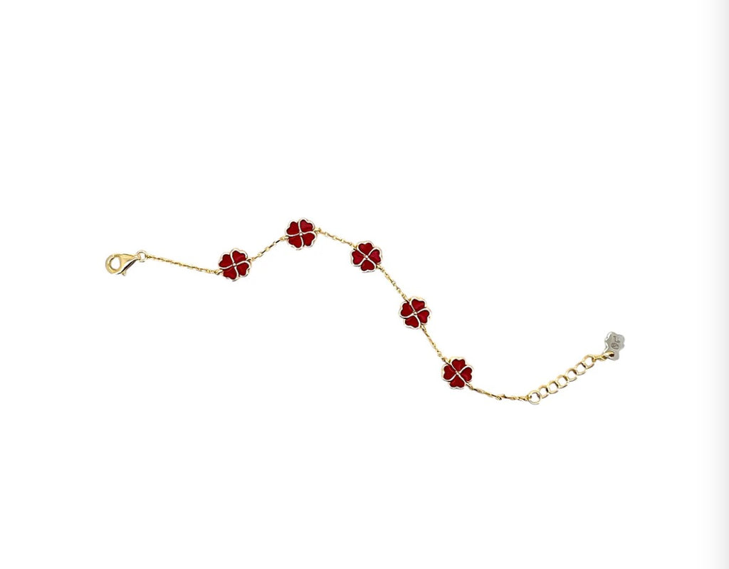 Bracciale Nanan con 5 quadrifogli in argento 925%