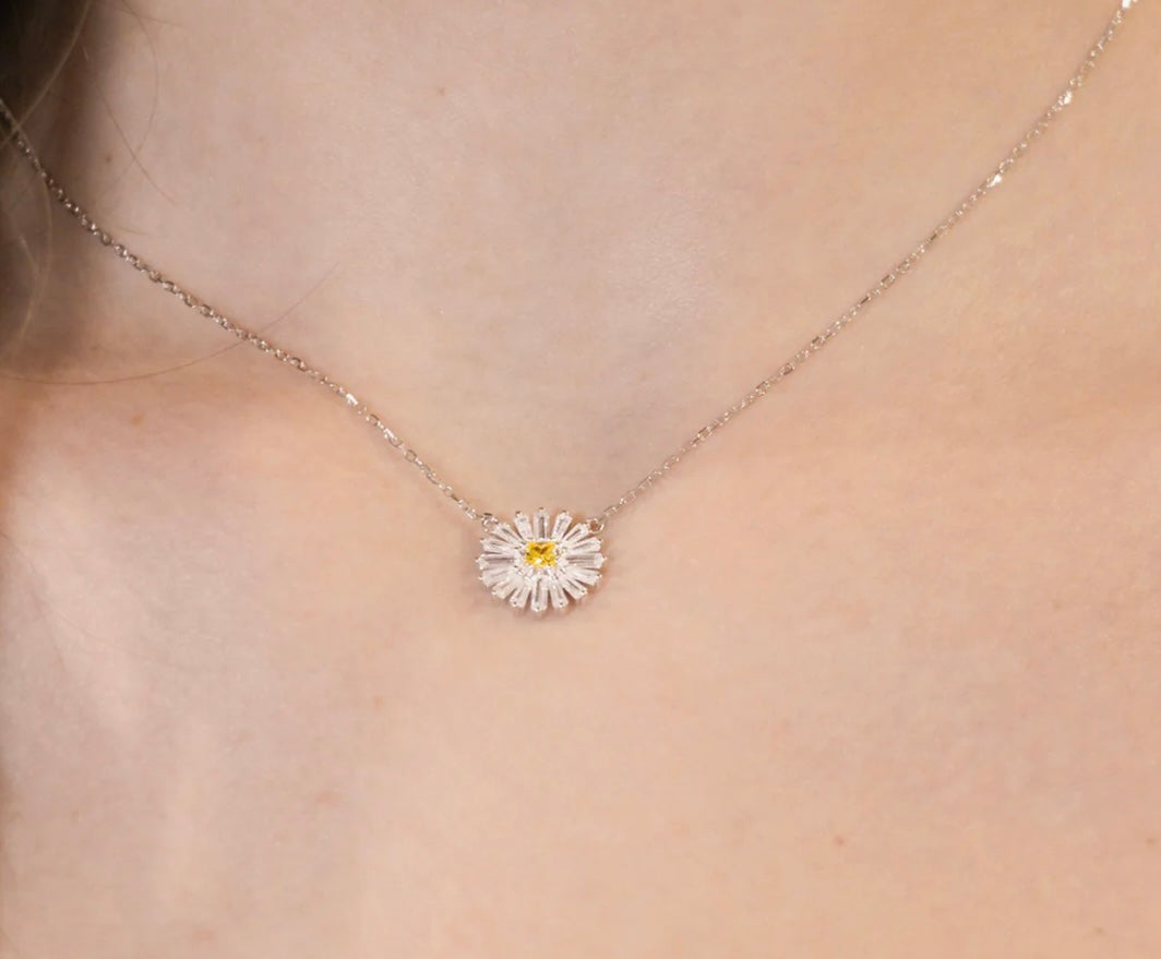 Collana Margherite con Centrale Giallo in Argento 925 CLFLDABBGIZ