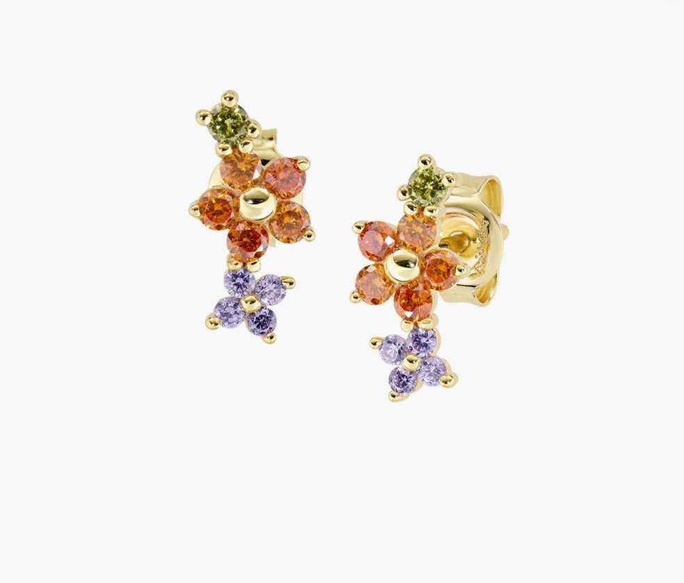 Orecchini a Lobo Primula Arancione Dorati in Argento 925
