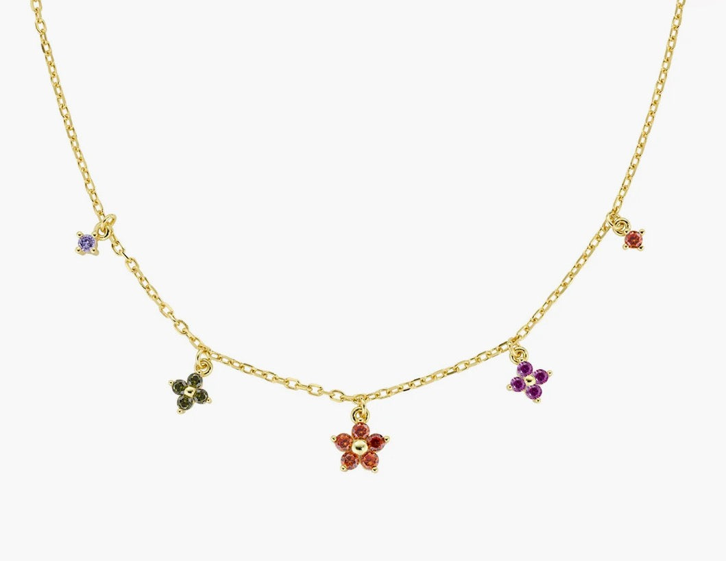 Collana Primula Arancione Dorata in Argento 925 CLFIMGAR1