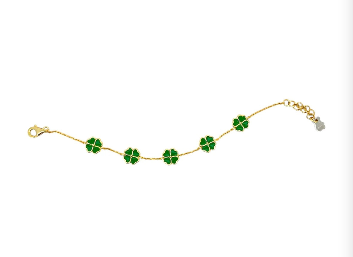 Bracciale Nanan con 5 quadrifogli in argento 925%