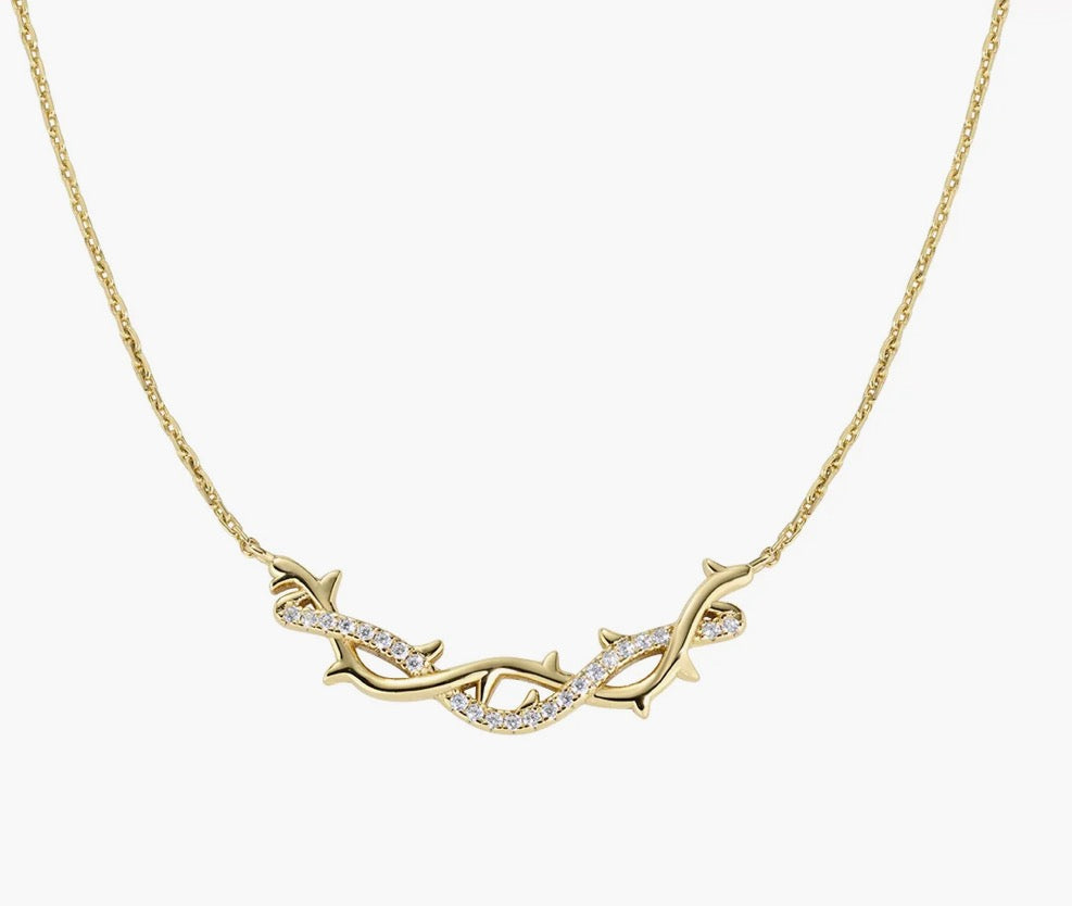 Collana Corona di Spine Dorata Argento 925