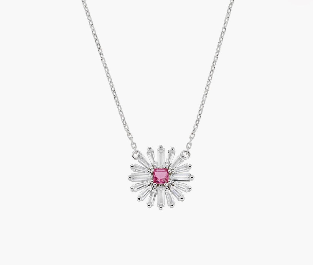 Collana Margherite con Centrale Rosso Ciliegia in Argento 925 CLFLDABBCIZ