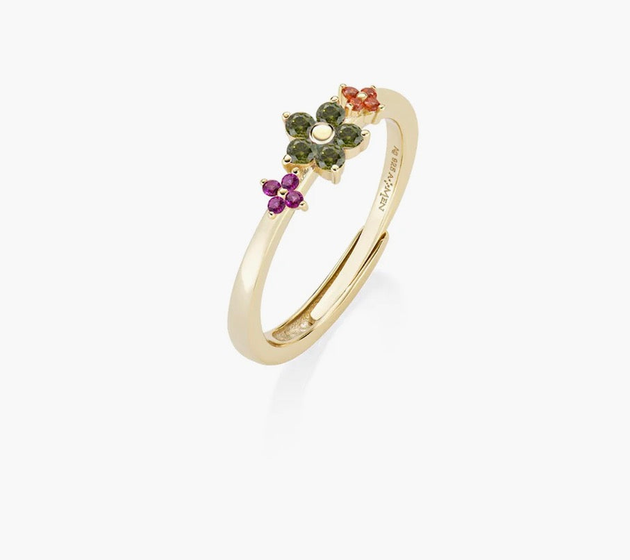 Anello Amen  Primula Arancione Dorato in Argento 925