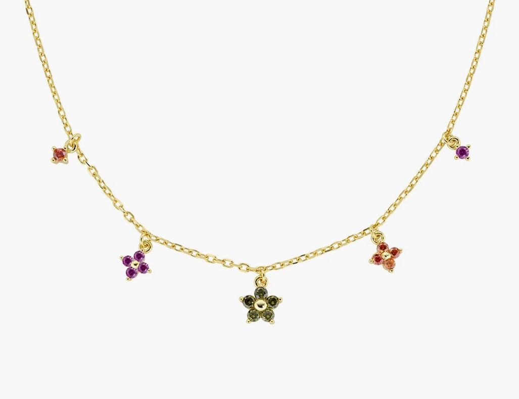 Collana Primula Arancione Dorata in Argento 925 CLFIMGAR1
