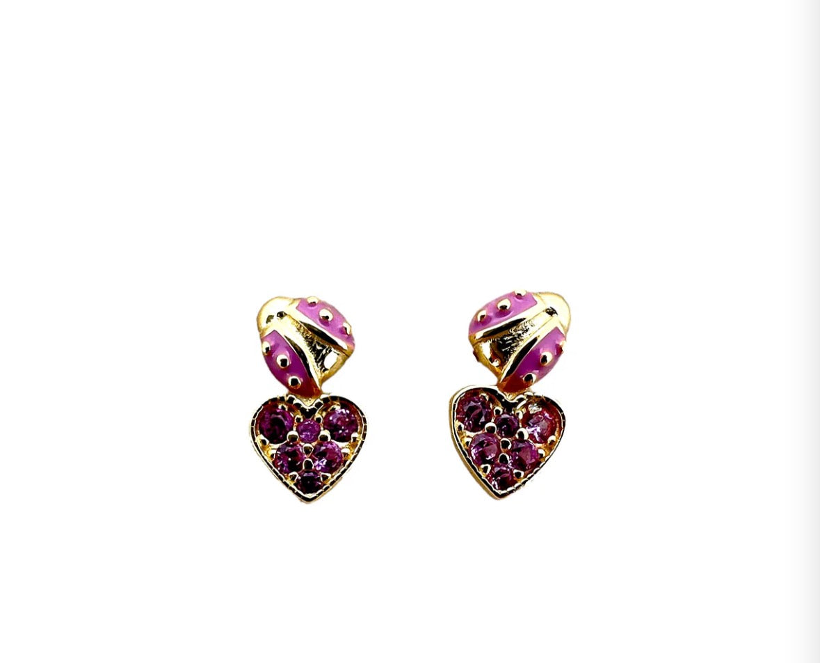 Orecchini Nanan cuore e coccinella in argento 925