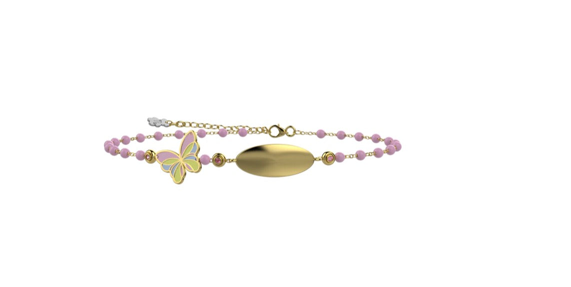 Bracciale Nanan incidibile con Fatina dei Sogni Rosa in Argento 925%