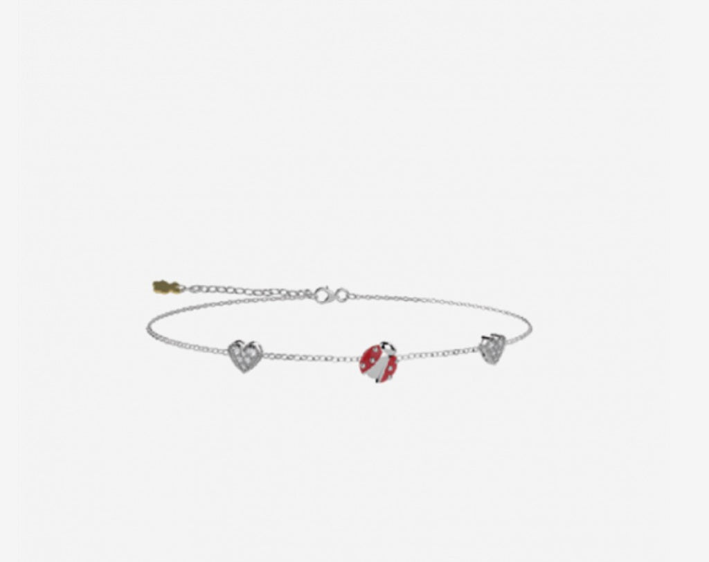 Bracciale Nanan Cuore e Coccinella  in argento 925%