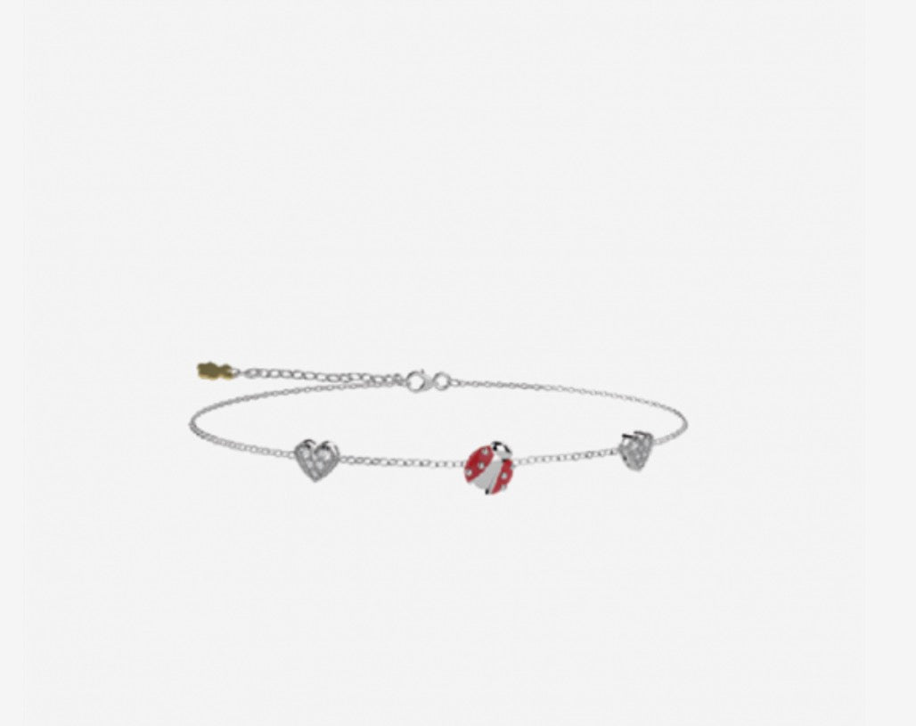 Bracciale Nanan Cuore e Coccinella  in argento 925%