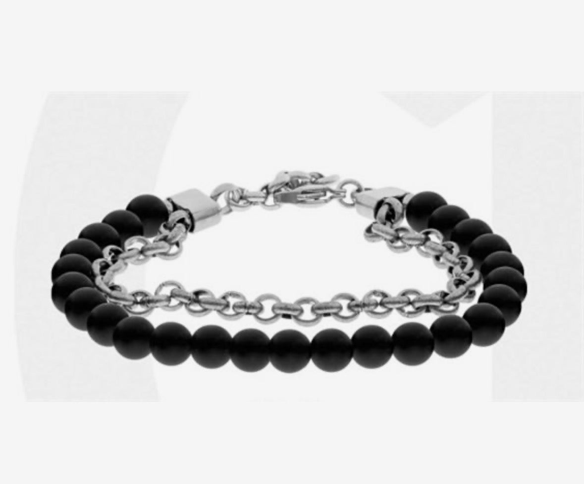 Bracciale 1one Uomo in Acciaio Onice A3043