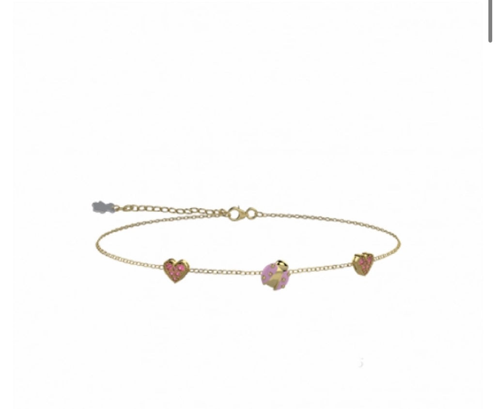 Bracciale Nanan Cuore e Coccinella in Argento 925%