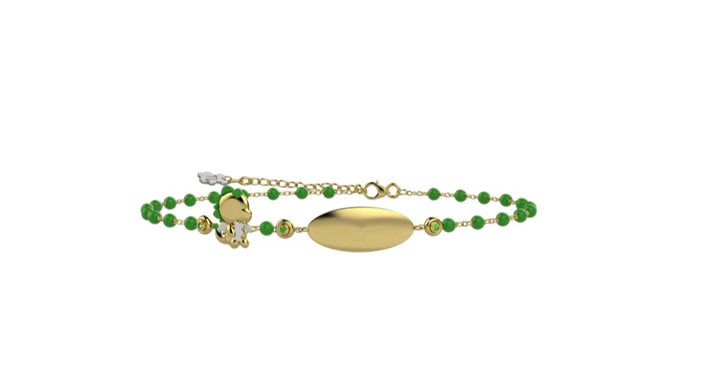 Bracciale Nanan  incidibile con Draghetto del Cuore Verde Argento 925