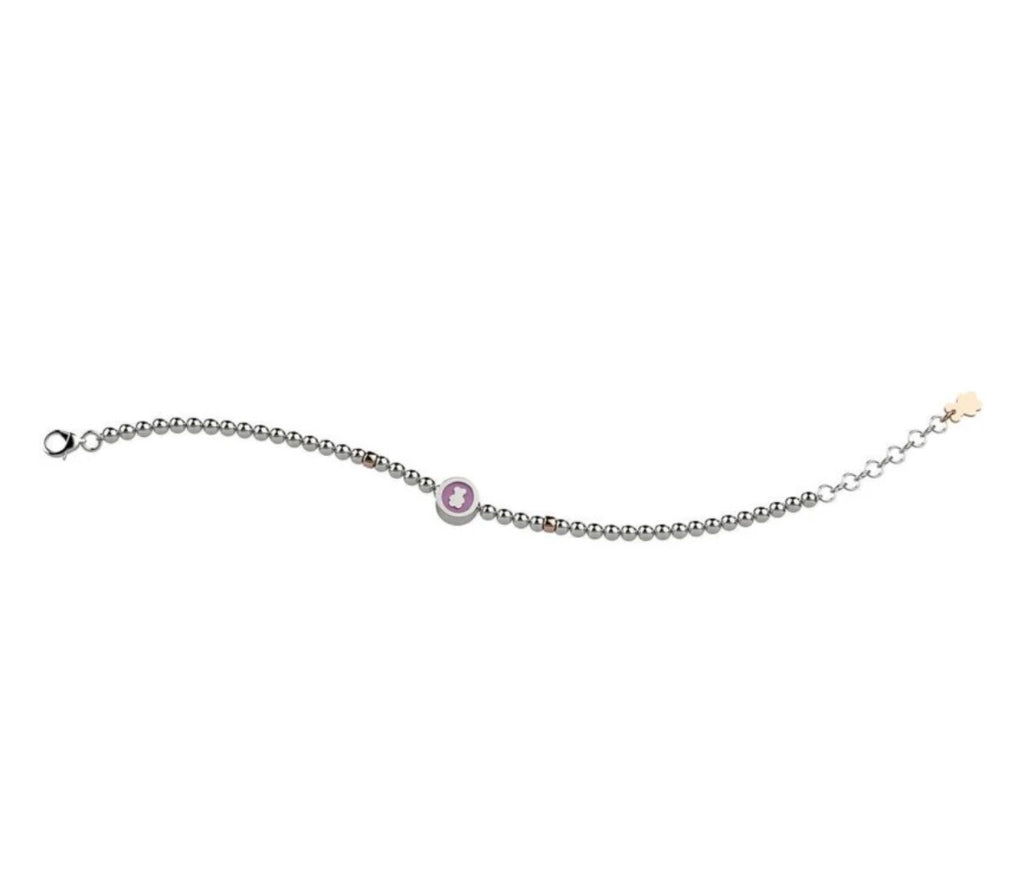 Bracciale Argento 925 Con Pallini- Orsetto Rosa