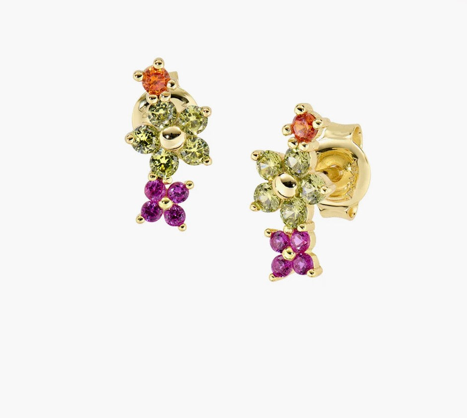 Orecchini a Lobo Primula Verde Oliva Dorati in Argento 925