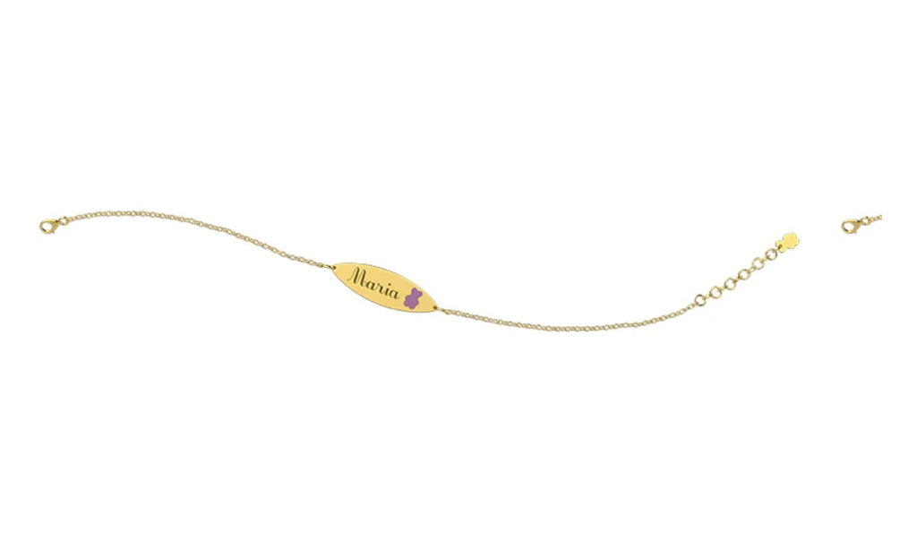 Bracciale Nanan con Targhetta - Orso Lilla 9kt