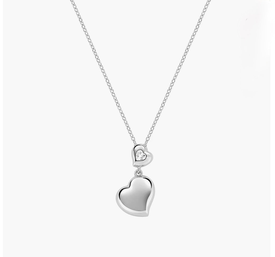 Collana Cuori AMEN Gemelli con Zircone in Argento