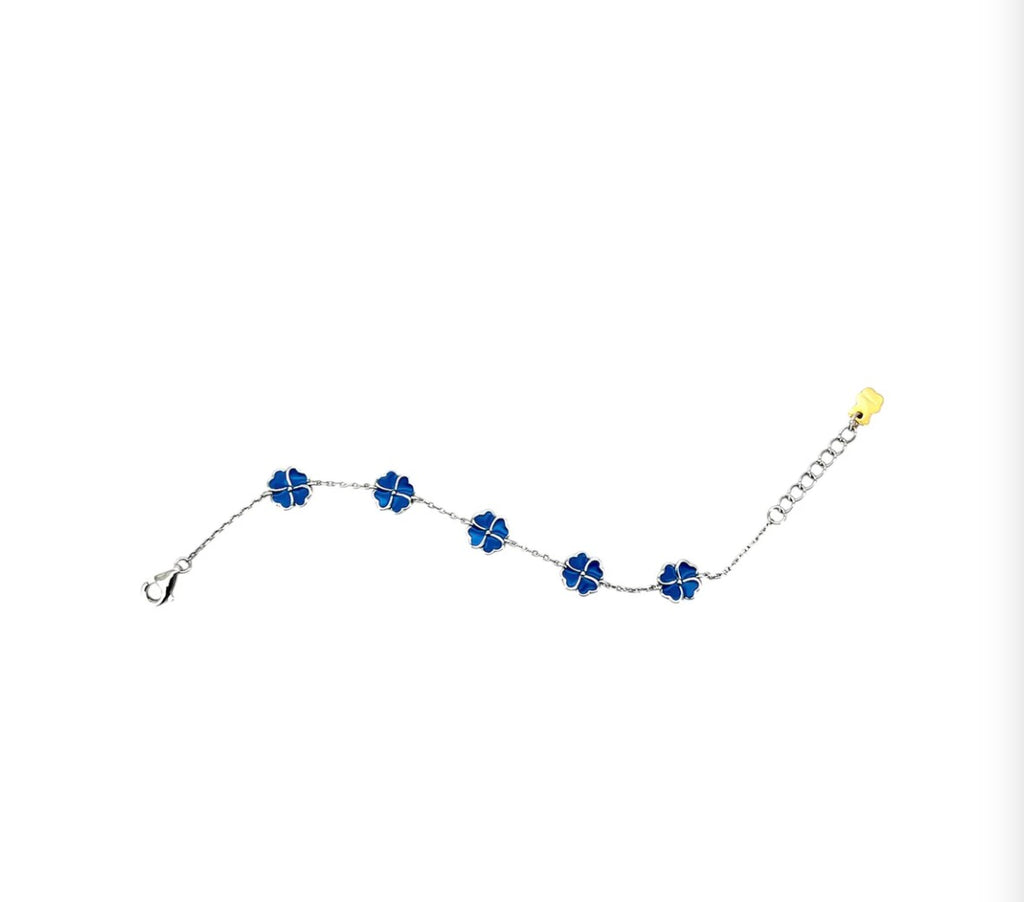 Bracciale Nanan con 5 quadrifogli in argento 925%.