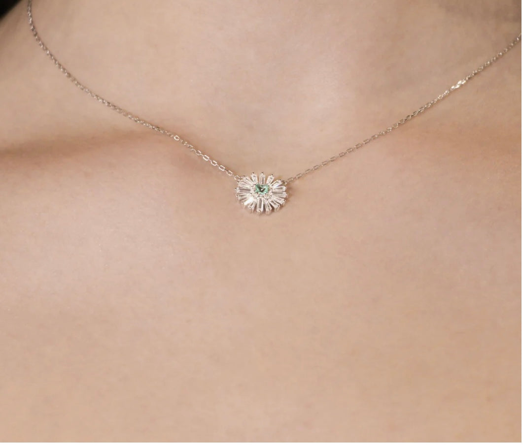 Collana Margherite con Centrale Verde Acqua in Argento 925 CLFLDABBVAZ