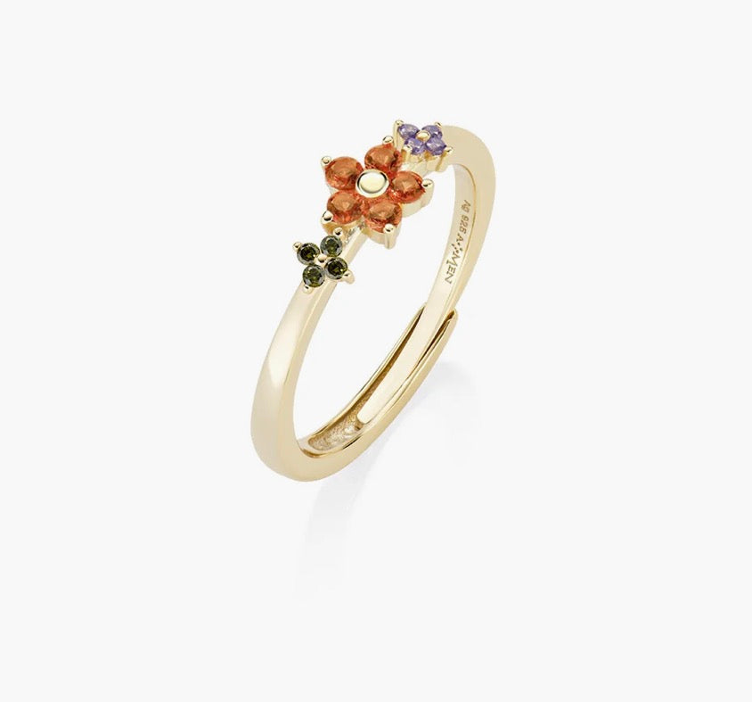 Anello Amen  Primula Arancione Dorato in Argento 925