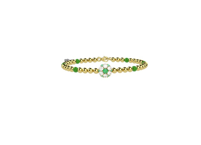 Bracciale Nanan Fiori di Luce Oro e Pietra Verde