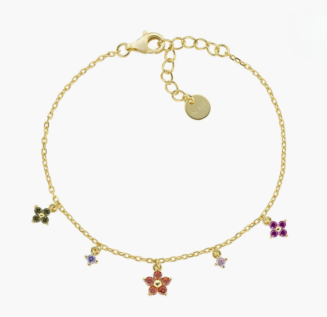 Bracciale Primula Arancione Dorato in Argento 925