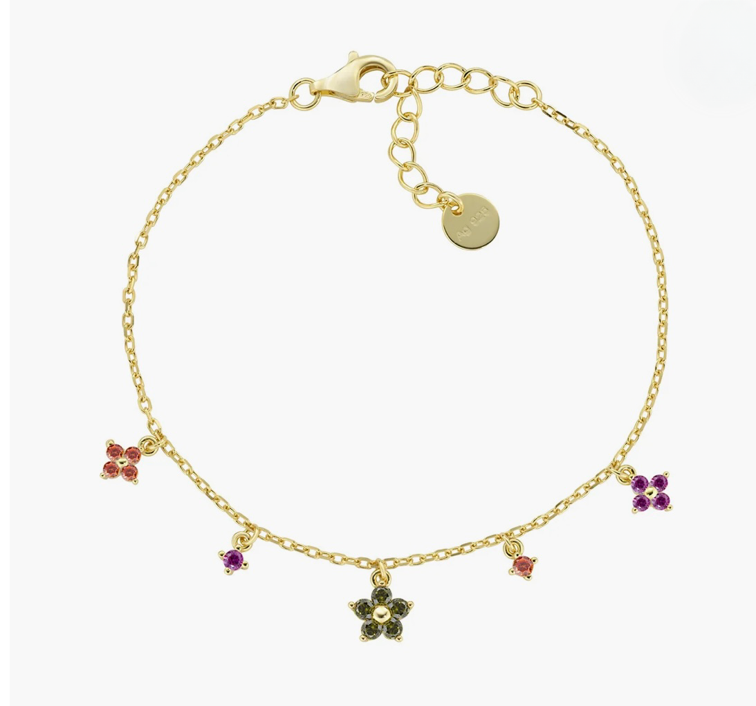 Bracciale Primula Verde Oliva Dorato in Argento 925