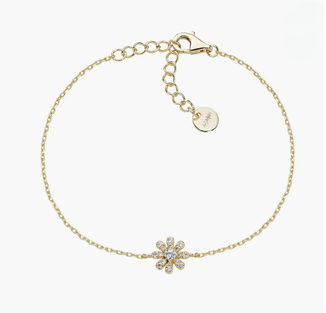 Bracciale Mini Margherita Pavé Dorato Argento 925